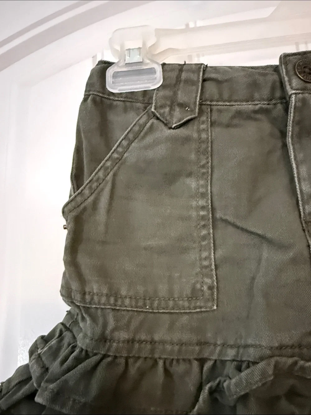 Gently worn Girls Olive Green Ruffle Hem Skirt